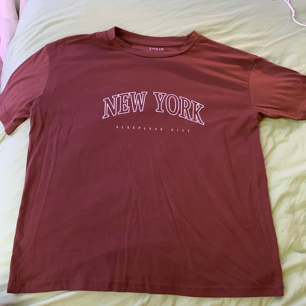 Brown tee with white print